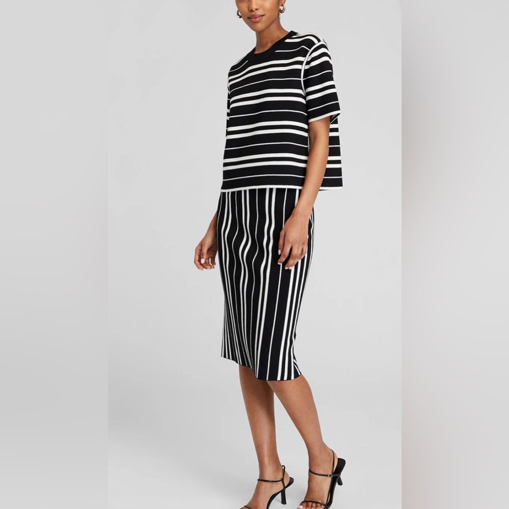 Club Monaco - Doubleface Sweater Skirt / M / black White / NWT